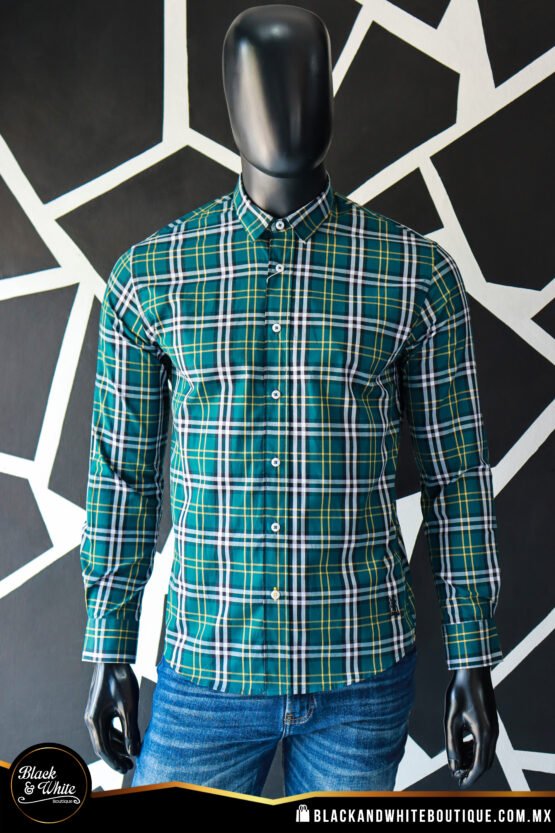 Camisa cuadro verde con azul, blanco y amarillo - Image 3