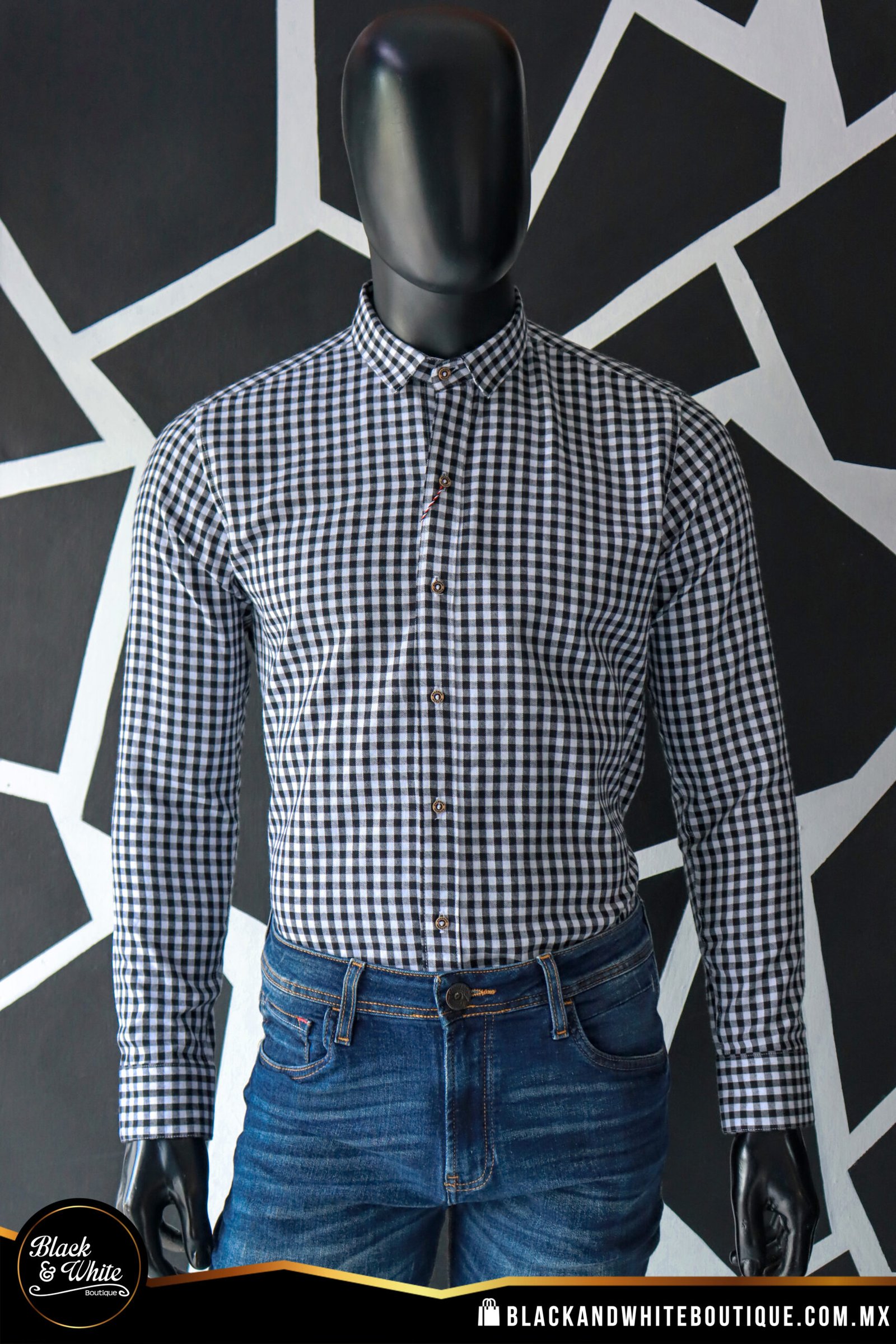 Camisa cuadro negro con blanco Black White