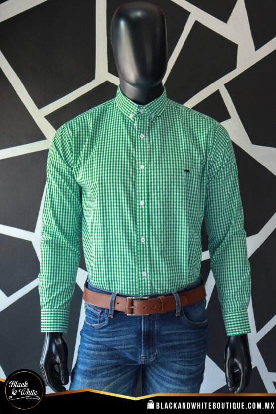 Camisa cuadro verde con blanco