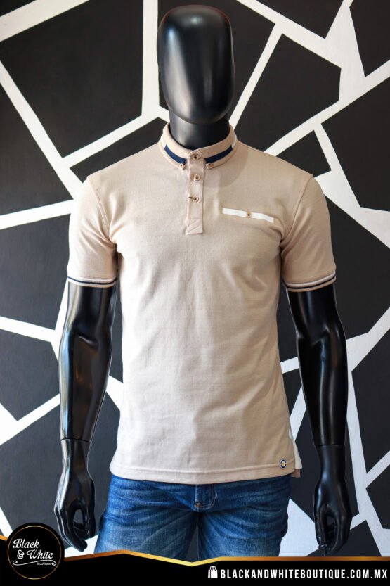 Polo beige con blanco
