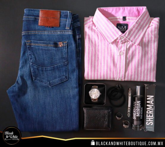 Camisa rosa con rayas blancas - Image 2