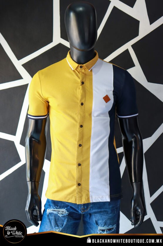 Camisa amarillo, blanco con marino