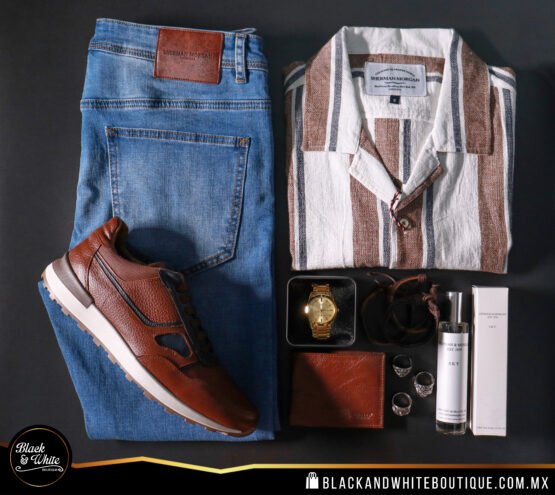 Camisa rayas café, blanco y azul - Image 2