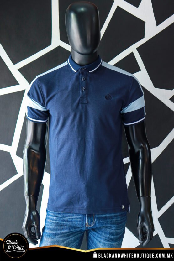Polo azul marino con azul cielo
