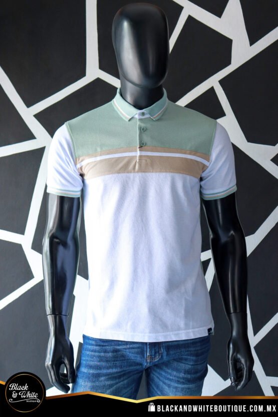 Polo verde con blanco y beige