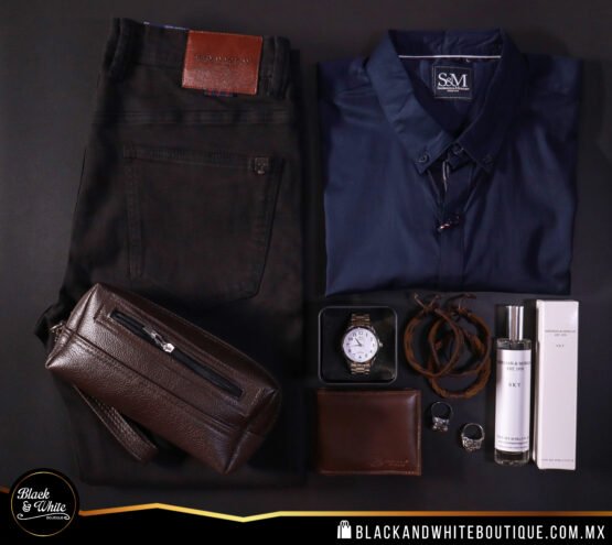 Camisa azul marino lisa formal - Image 2