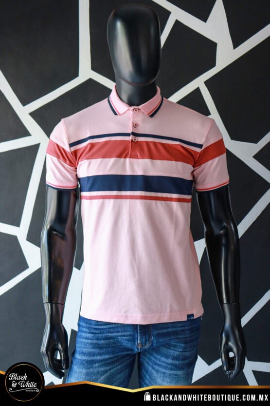 Polo rosa con azul marino