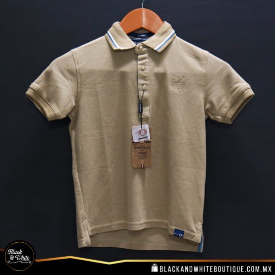 Polo Kids beige con azul y blanco - Image 2