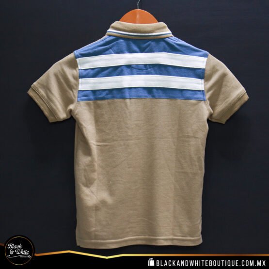 Polo Kids beige con azul y blanco - Image 3