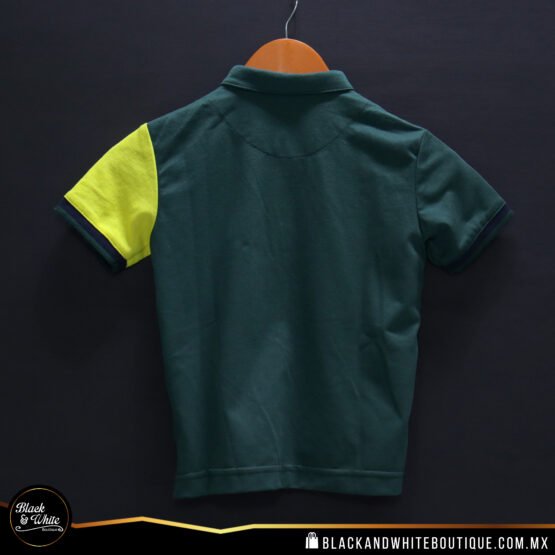 Polo Kids verde con amarillo y gris - Image 3