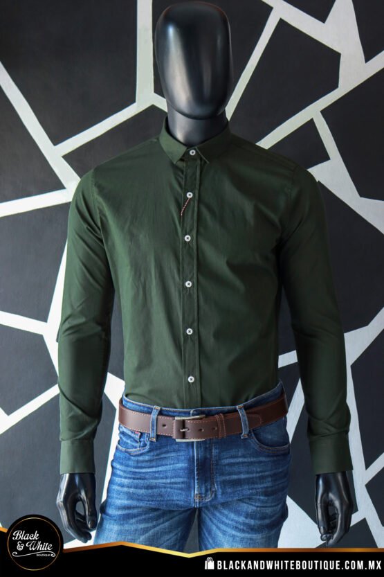 Camisa verde lisa formal