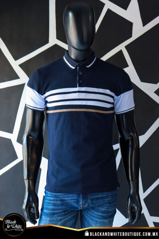 Polo azul marino con blanco